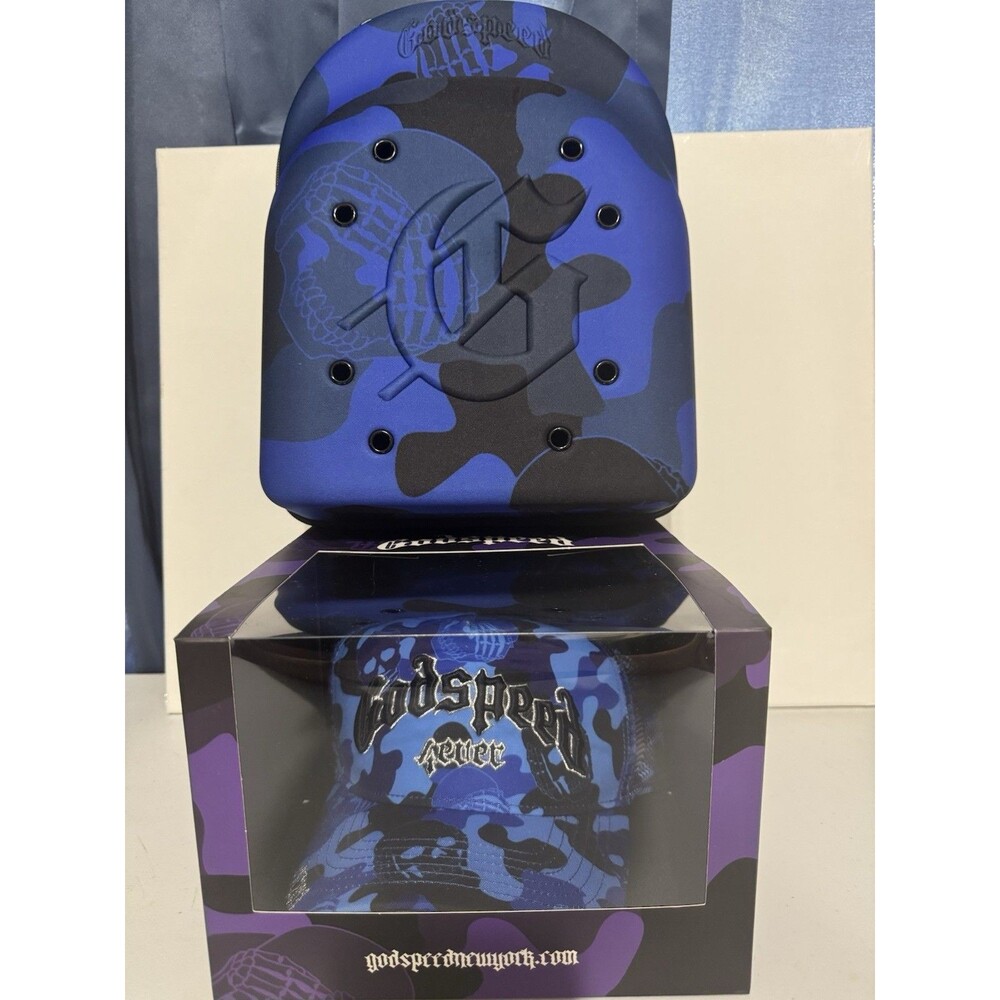 Godspeed Rare 2020 files Blue Camo Trucker Hat With Matching Blue Camo Carrier
